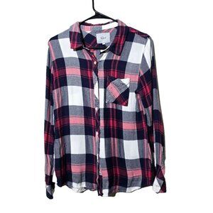 Rails Womens Flannel Shirt M Red Blue Soft Button Up Casual Long Sleeve Rayon